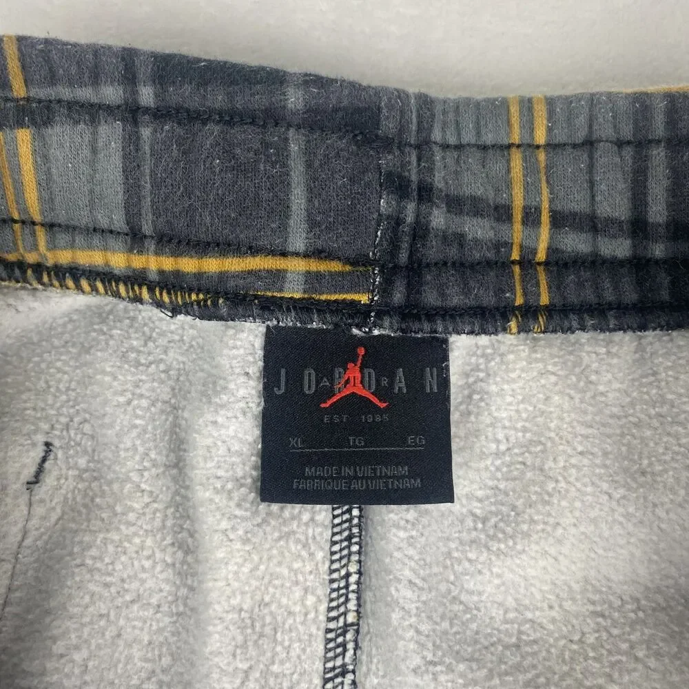 Jordan Hoodie and Sweatpant Set Mens  Extra Large Black Gold Plaid Logo Casual
